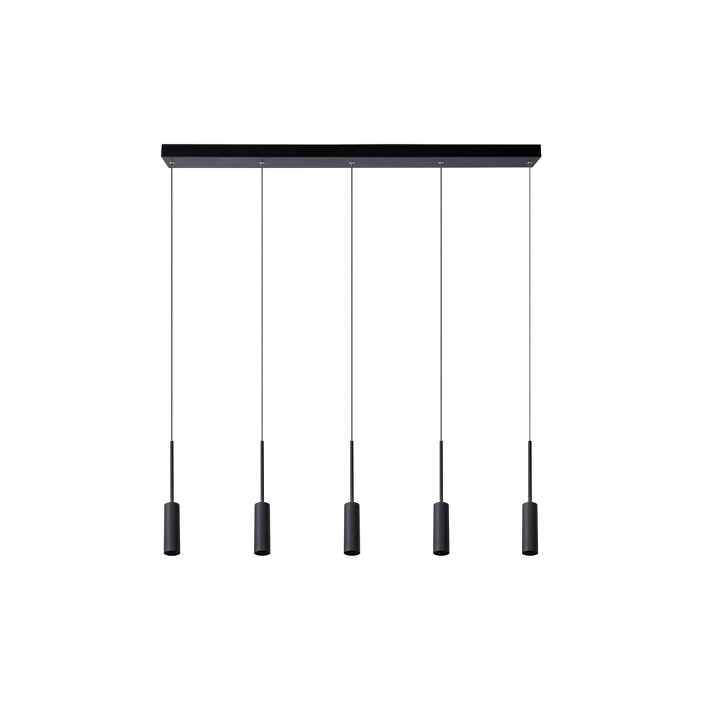 Lucide 5-lichts design hanglampTubule zwart - 24401/35/30
